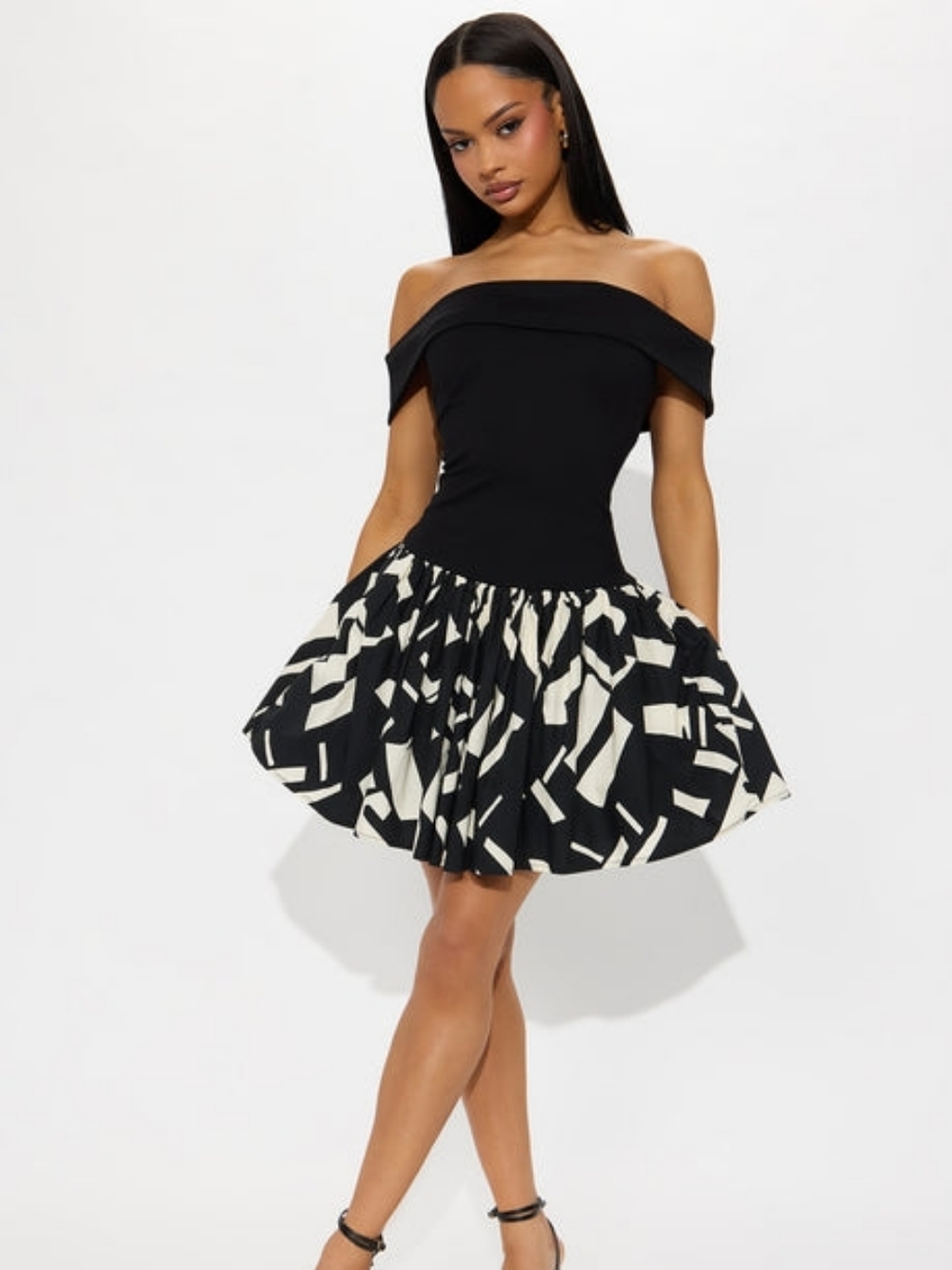 Fashion Nova Monte Carlo Abstract Mini Dress | Sold Out | NWT | Flare Skirt